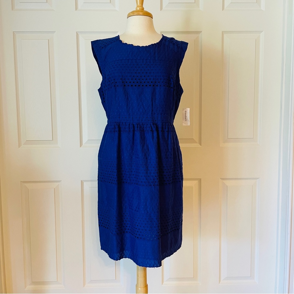NWT Roz & Ali Blue Textured Sleeveless Cotton Dress (size 16) from Dress Barn